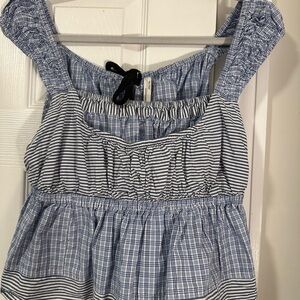 Anthropologie Blue and White Striped Blouse